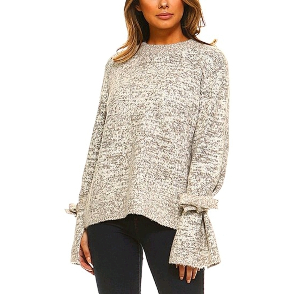 Lipslide Taupe Bell Sleeve Crewneck Sweater M